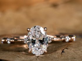 Lab Created Oval Diamond Engagement Ring